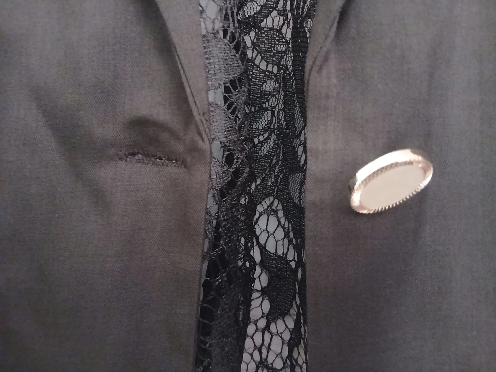 Veste / Blazer preto de dois materiais com renda – photo 6